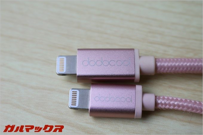 dodocoolのLightningキーホルダーのケーブルの太さは3mケーブルよりも一回りサイズが小さい