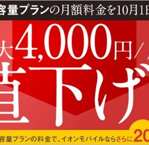 イオンモバイルが20GB以上の大容量プランで最大4,000円値下げの価格改定