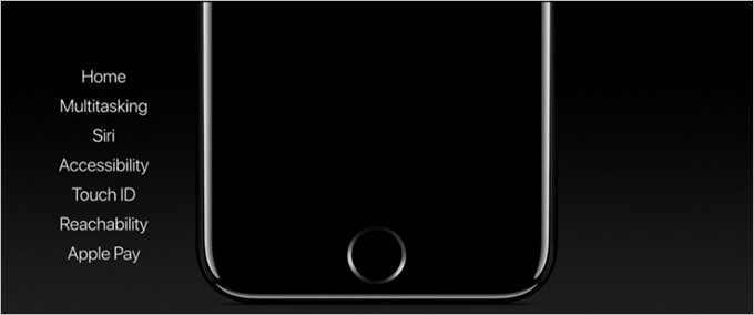 ホームボタンは感圧タッチ