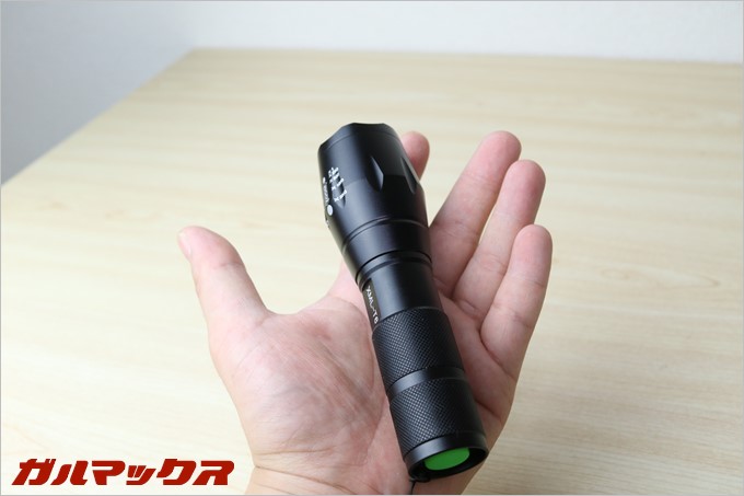 BINWOのLED懐中電灯は片手に収まるサイズ感です