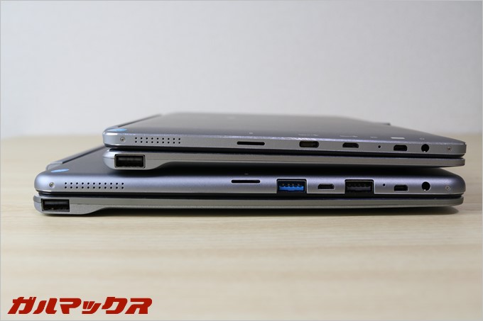 Chuwi Hi12はChuwi HiBook Proよりも天板が丸くなってます。ダイヤモンドカットも画面側のみです