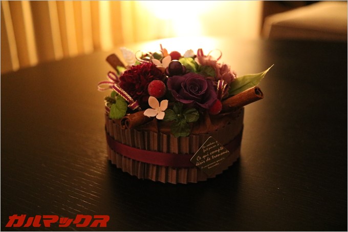 ミラー有りでプリザーブドフラワーを撮影