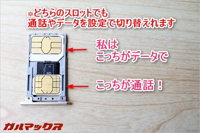 ZenFone3のスロットはMicroSIMとNanoSIMスロットが各一枚入ります