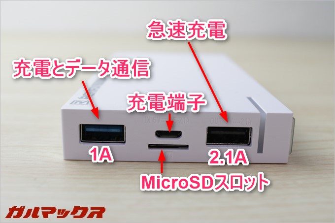 2ポート搭載されており、青いポートはデータ通信兼用ポートとなっています。