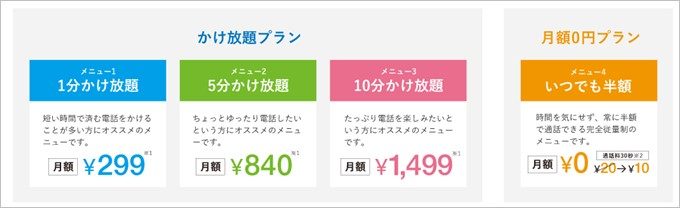 FREETELのだれでもカケホーダイは複数のカケホーダイプランから選択可能です。