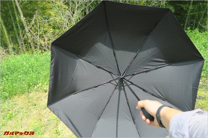 傘がボンッと開きます。
