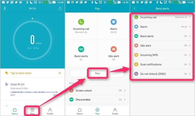 アプリ画面の下部に表示されているPlayを押すと便利機能の設定画面へ移動できます。