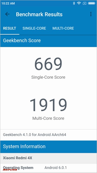 Xiaomi Redmi 4Xで測定したgeekbench4
