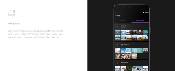 LPDDR4 RAMのメモリを採用しているOnePlus 5
