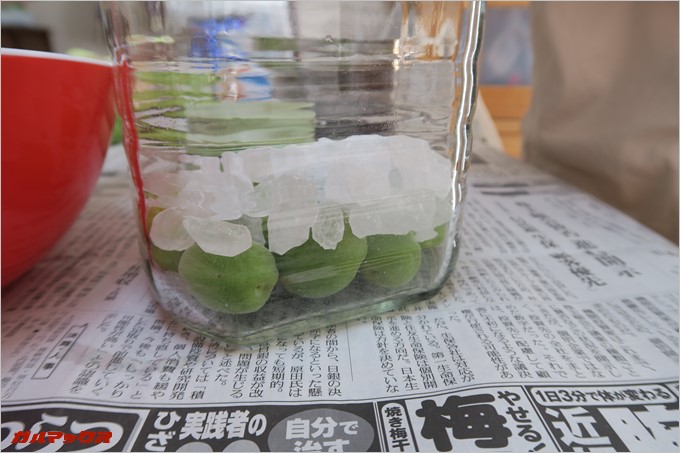 梅→瓶の順で層を作ります