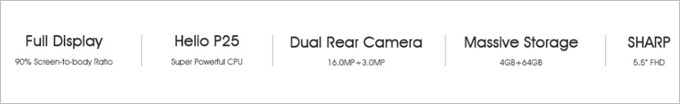 Helio P25、メモリ4GB、SHARP製の5.5型フルHDディスプレイ、保存容量64GBとハイエンド寄りの仕様だ。