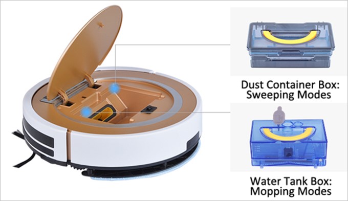 ILIFE X5はダストボックスと水タンクがそれぞれ付属している