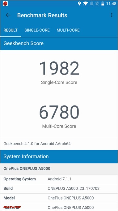 GeekBench4もシングルが1982、マルチが6780で高スコアだった