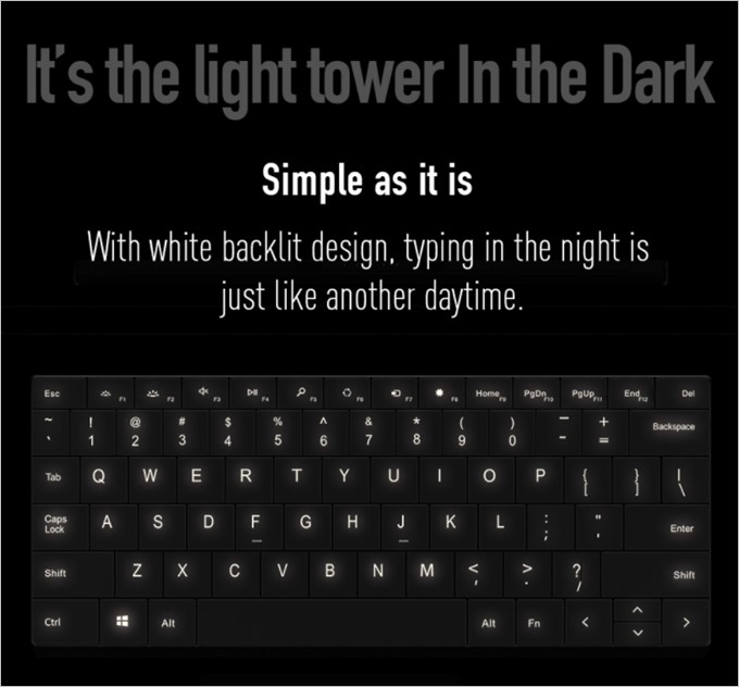 高品質なバックライト付きキーボード