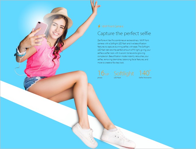 Zenfone 4 Max Proはフロントカメラにも1600万画素カメラとフラッシュを搭載