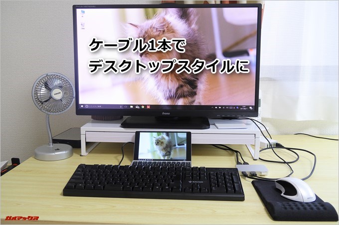 ケーブル一本で小型パソコンをデスクトップスタイルで利用しています