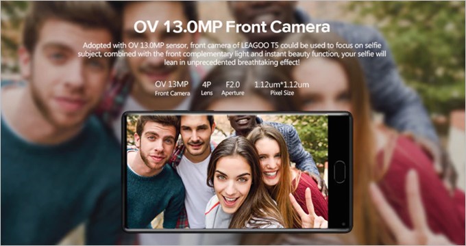 LEAGOO KIICAA MIXはフロントカメラにも1300万画素カメラを採用しています。