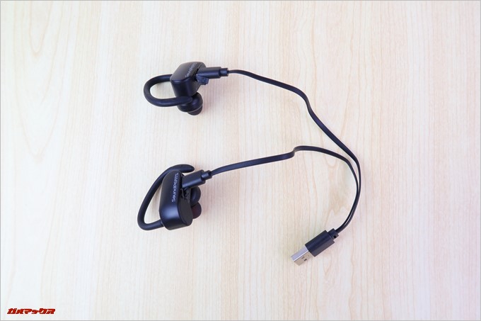 充電ケーブルは2つに分かれている特殊な形状のケーブルが付属しています。