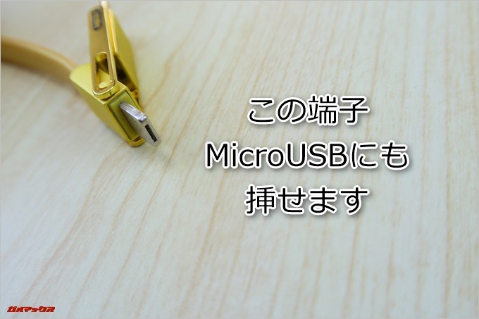 REMAXの3in1 GPLEX ケーブルのLightning端子はMicroUSBにも挿さるようになっています。