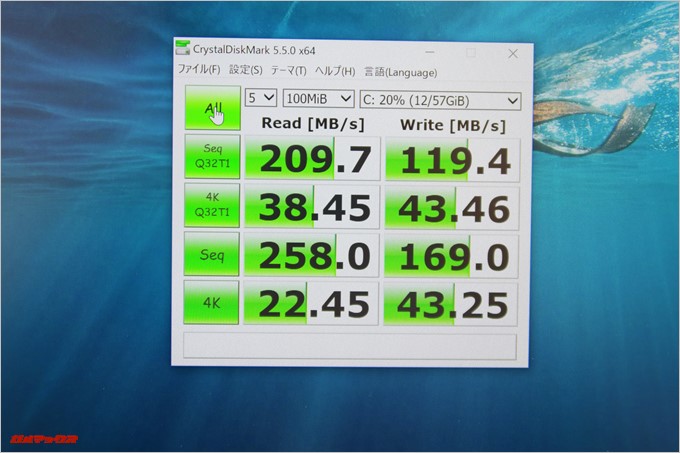 Jumper EZbook 3SEのemmcは書き込み速度が非常に速かったです。