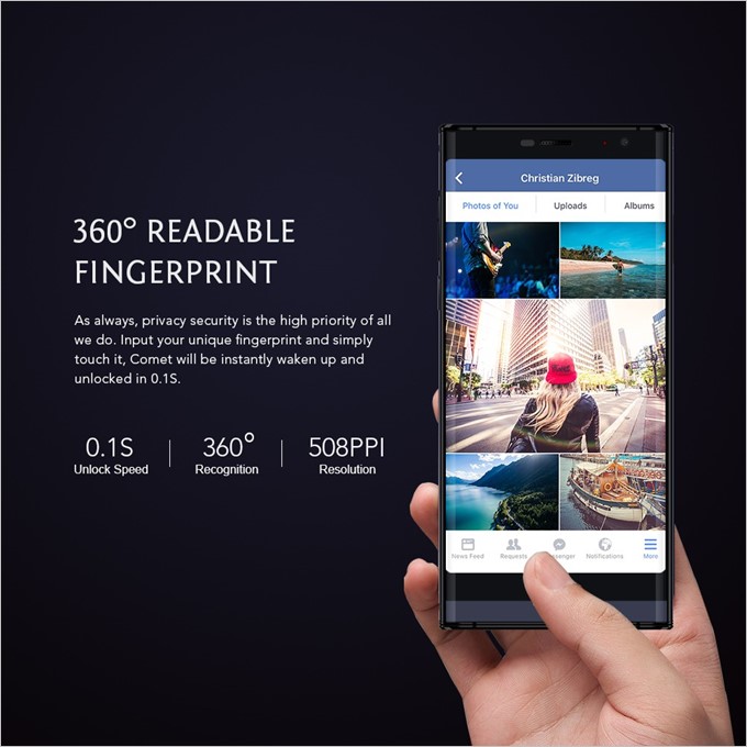 MAZE COMETの指紋認証は0.1秒で認識するだけでなく、360°どの角度でも認識してくれます