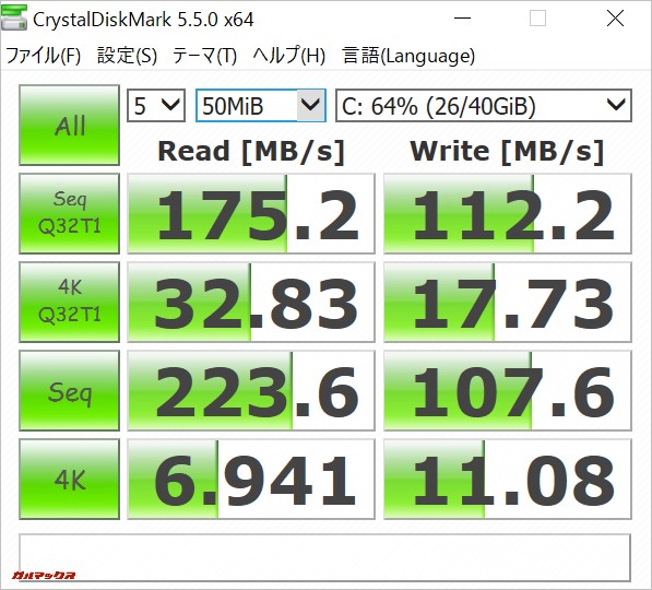 Chuwi LapBook AIRのストレージ速度