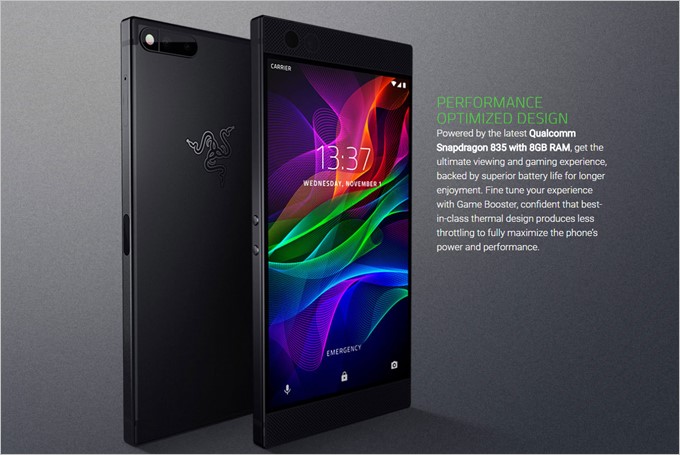 Razer PhoneはメモリーにLPDDR4/1866MHzの8GBで大容量