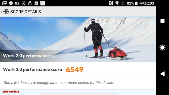 PCMark for Androidのスコアは6549でした