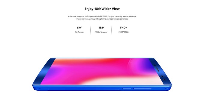 DOOGEE BL12000 Proは縦長の18:9ディスプレイと高解像度なFHD+パネルを搭載しています。