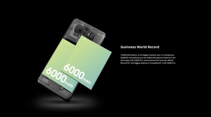 DOOGEE BL12000 Proは超大容量な12000mAhのバッテリーを搭載しています。