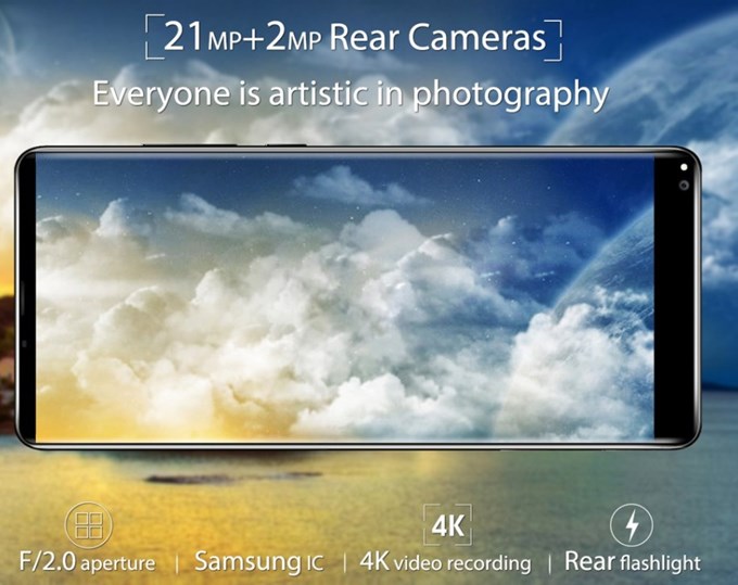 OUKITEL MIX 2は最大2100万画素相当の写真が撮影可能
