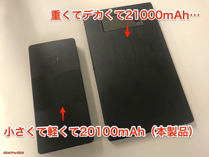 Tronsmart Brio 20100mAhの容量でも一昔前の製品と比較すると大幅にCompactになっています。
