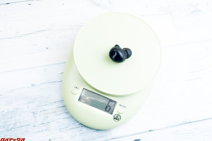 Zolo Liberty+ 2の重量は片側で6gと一般的な重量です。