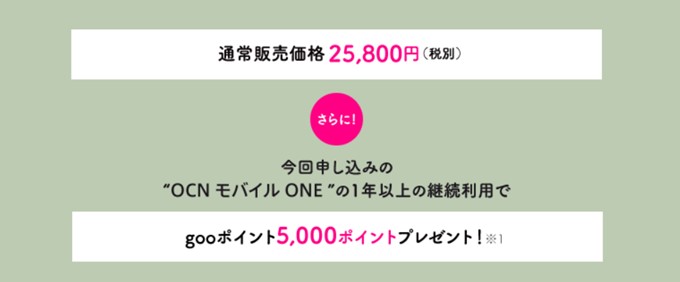 gooスマホ「g08」の通常価格は25800円