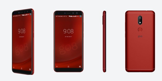 gooスマホ「g08」のチェリーレッド