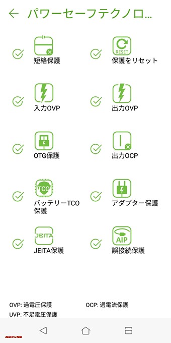 PowerManagerのパワーセーフテクノロジーをタップすると全自動でバッテリーをチェックしてくれます