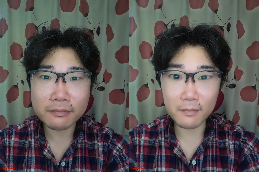 FREETEL Priori 5で撮影したインカメラ写真。室内では非常に暗く写る。