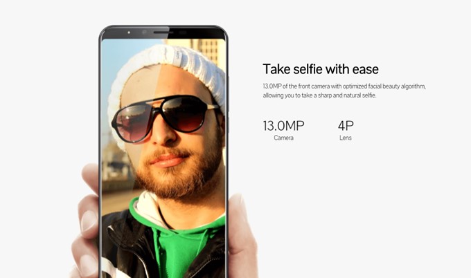 CUBOT X18 Plusはインカメラにも1300万画素の高画素カメラを搭載しています。