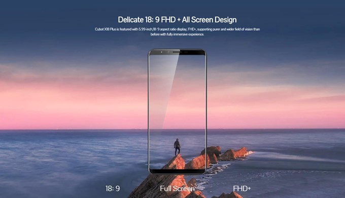 CUBOT X18 PlusはGalleryシリーズのような縦に長い18:9ディスプレイを採用してます。