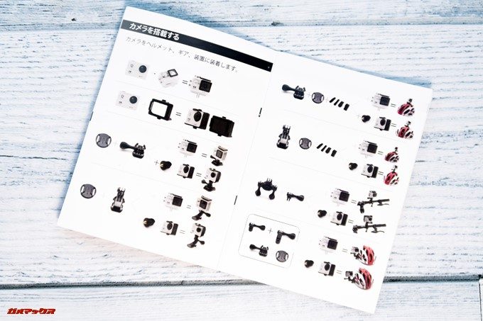 DBPOWER 4K 620Cの取扱説明書にはアタッチメントの組み合わせ方が写真付きで掲載されています。