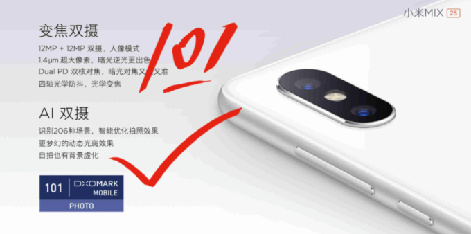 Xiaomi Mi Mix 2SはDXO MARK Mobileのフォト部門で101点を獲得！