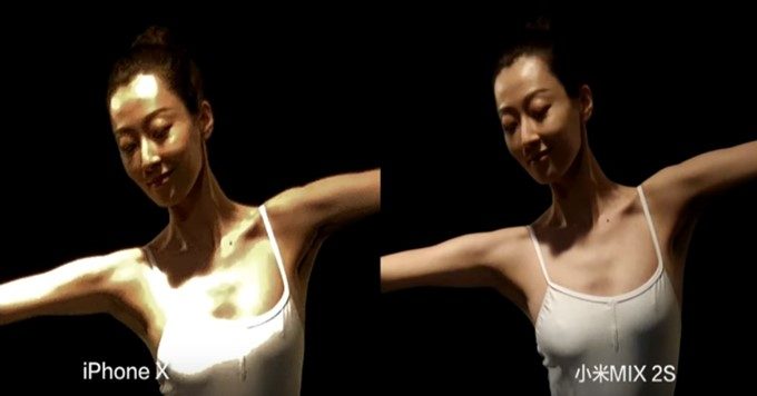 Xiaomi Mi Mix 2SはiPhone Xよりも薄暗い場所で美しい映像を撮影可能とアピール。