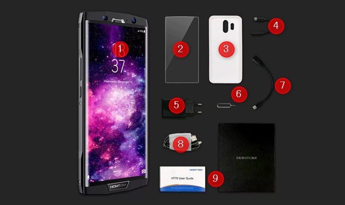 HOMTOM HT70はケースや画面プロテクターまで付属している