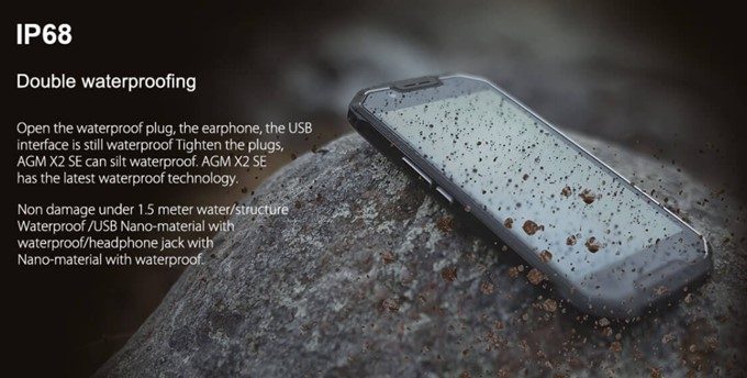 AGM X2 SEはIP68の屈強な防水防塵仕様です