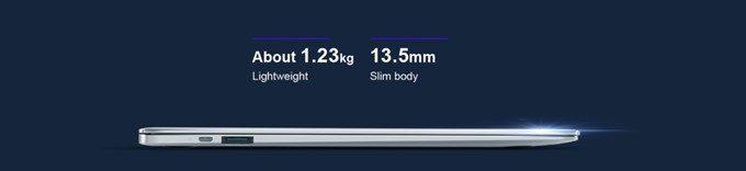 Teclast F7の重量は14型で1.23kgと最軽量級