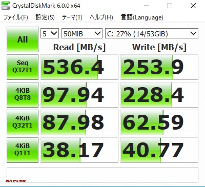 VORKE V5 PlusのSSDは読込が500MBを超えています。凄い