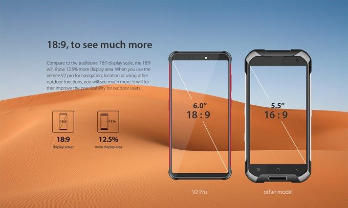 Vernee V2 Proは従来の5.5型サイズでやく6インチの大画面サイズが利用できます！