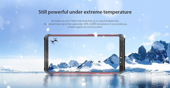 Vernee V2 Proは-30℃～60℃まで動作します。