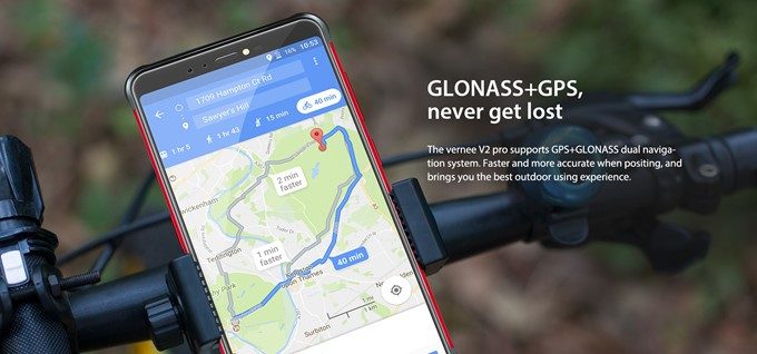 Vernee V2 ProはGPS+GLONASSのダブルGPSで高精度な位置表示が可能です。