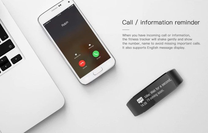 Lenovo HX06 Smart Braceletはスマホの着信などを知らせてくれる通知機能が備わっています。